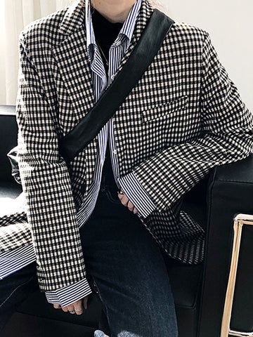 Airchics blazer carreaux boutonnage avec poches manches longues femme décontracté